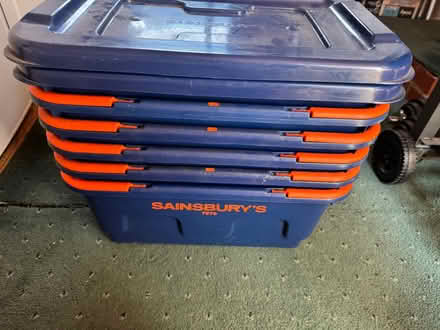 Photo of free Old Sainsbury’s storage boxes (Newport Pagnell MK16) #1