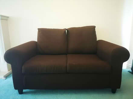 Photo of free Brown material 2-seater sofa (Shirley, SO15) #1