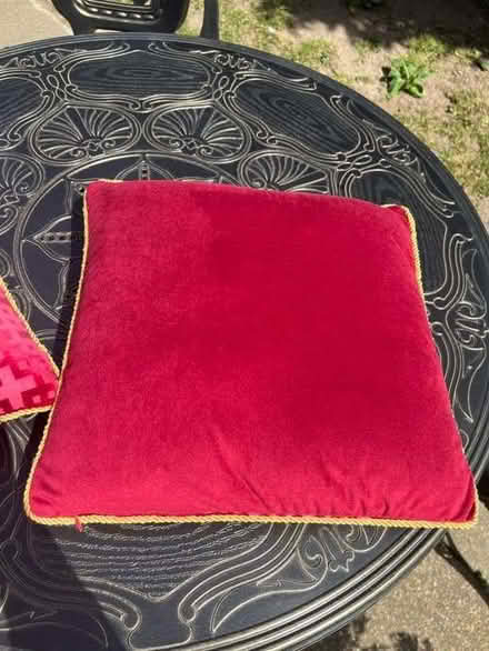 Photo of free 2 Red velvet cushions (Surbiton KT6) #2