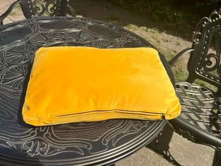 Photo of free 2 Yellow velvet cushions (Surbiton KT6) #1