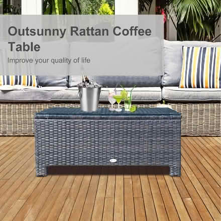 Photo of Grey garden rattan table (Saint Andrew Auckland DL14) #1