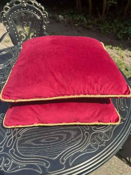 Photo of free 2 Red velvet cushions (Surbiton KT6) #4