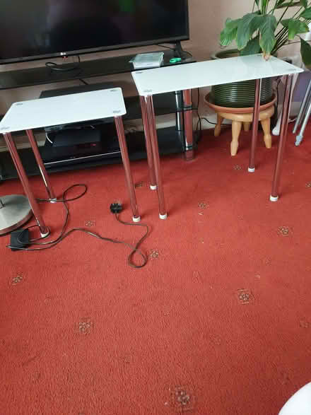 Photo of free Nest of 2 white glass tables (Bexleyheath DA7) #1