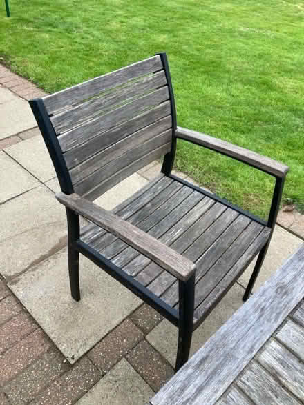 Photo of free Outdoor table (5 foot long) and 5 chairs, old! (Neath Hill MK14) #2