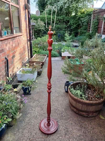 Photo of free Wooden turned standard lamp (Heskin Green PR7) #1