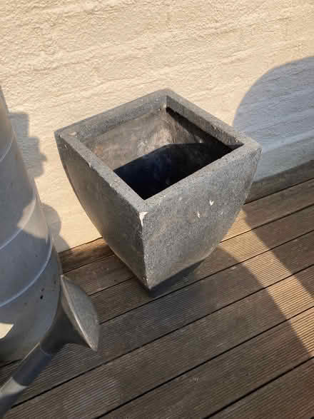 Photo of free Concrete dark grey planter 41 high by 26 square (Southfields SW18) #4