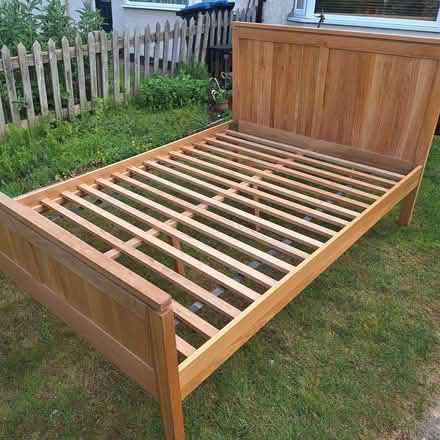 Photo of free Solid oak double bed frame (Wirksworth DE4) #2