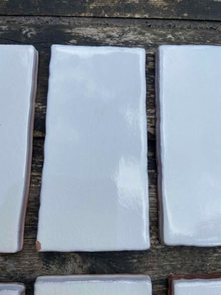 Photo of free 22 Off white crackle glaze tiles (S11 Greystones) #1
