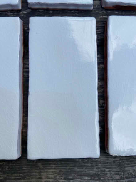 Photo of free 22 Off white crackle glaze tiles (S11 Greystones) #2