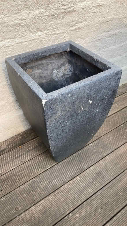 Photo of free Concrete dark grey planter 41 high by 26 square (Southfields SW18) #3