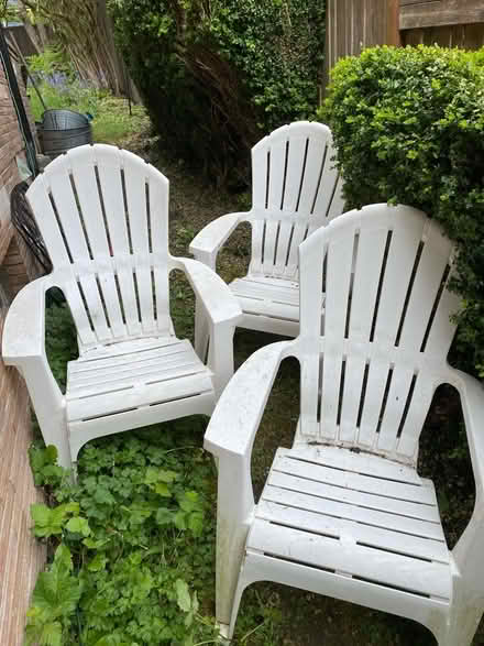 Photo of free Three plastic Adirondack chairs (Northgate/Haller Lake) #1