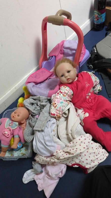 Photo of free Toy dolls, clothes, carry chair (Stanwell Moor) #1
