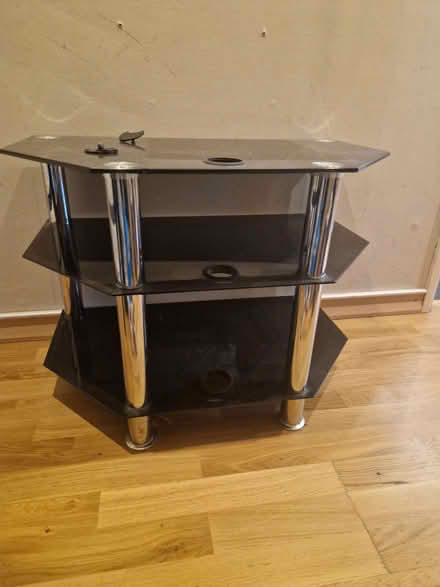 Photo of free Black glass tv unit (Orton Waterville) #3