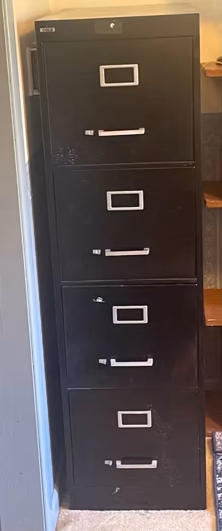 Photo of free 4 drawer Cole black file cabinet (Pine grove mills/piney ridge) #1