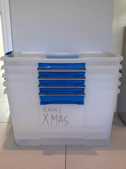 Photo of free 5 Waterproof Large Storage Boxes (East Sheen, London SW14) #1