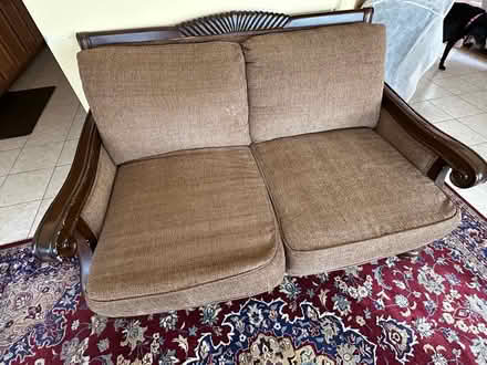 Photo of free Wooden frame sofa set (Olney) #1