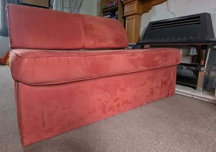 Photo of free Red suede sofa bed (Littledale S9) #1