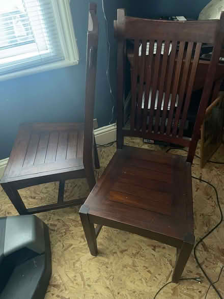 Photo of free 4 dark stained teak dining chairs (Bear Flat) #1