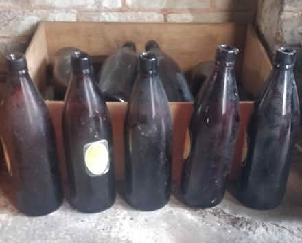 Photo of free 15 sturdy, vintage 2 pint brown glass beer bottles (Surrenden BN1) #1