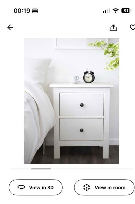 Photo of White bedroom table Ikea Hermes with 2 drawers (Little Herberts GL53) #1
