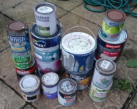 Photo of free Loads of old part used paint tins (Tamworth, Staffordshire.) #1