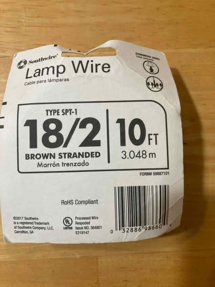 Photo of free Lamp wire brown stranded 18/2 10 ft (Eastlake) #2