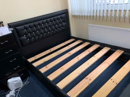 Photo of free Leather double bed with mattress (Saltley B8) #1
