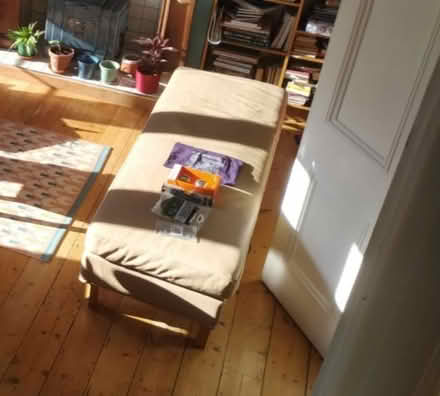Photo of free Long (leather?) beige bench (Woodhill SE18) #1