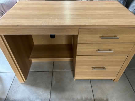 Photo of free Solid oak desk with 3 drawers (CM1 Broomfield) #1