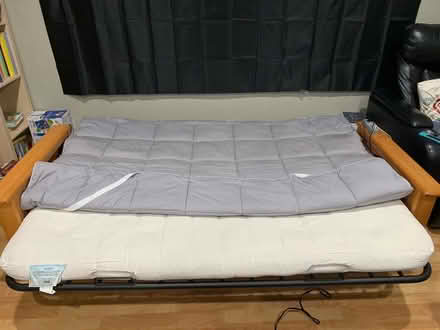 Photo of free Wooden Frame Futon + Grey Mattress (Cambrian) #3