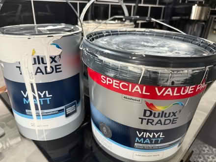 Photo of free Dulux Vinyl Matt x 2 tins approx 1/2 full + Bleached Lichen (South Croydon CR2) #1