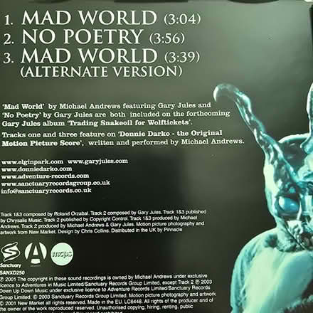 Photo of free Mad World single CD (Chilton DL17) #2