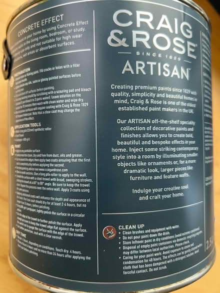 Photo of free Unopened 2.5l concrete effect paint. (Cromer NR27) #2