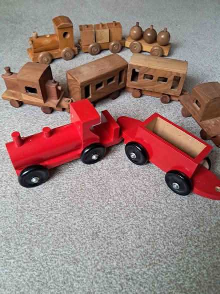 Photo of free 3 wooden toy trains (Grandborough, cv23 8dn) #1