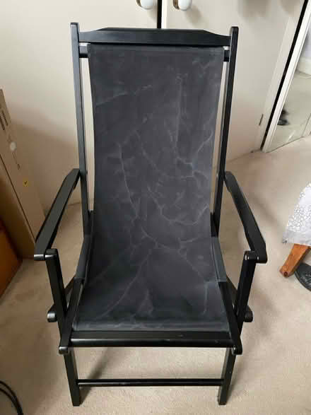 Photo of free Black wooden (deck)chair with arms (Crystal Palace SE19) #1