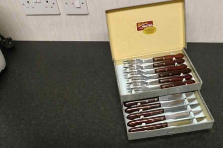 Photo of free 6 steak knives and forks in box (Fetcham) #1