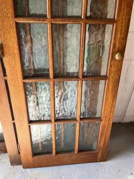 Photo of free 4 solid wood glass panelled doors brass knobs (Wigston LE18) #4