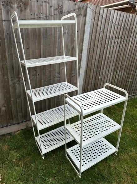 Photo of free Two white metal shelving units (Hildenborough) #1