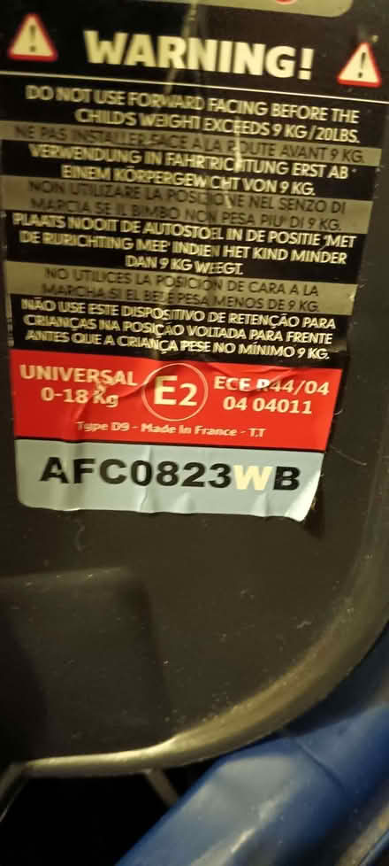 Photo of free Child Car Seat (Becontree RM8) #4