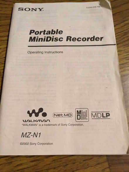 Photo of free Sony Portable MiniDisc Recorder MZ-N1 (Emmer Green RG4) #2