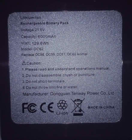 Photo of free Dyson [V6] Battery (Stapleton LD8) #4