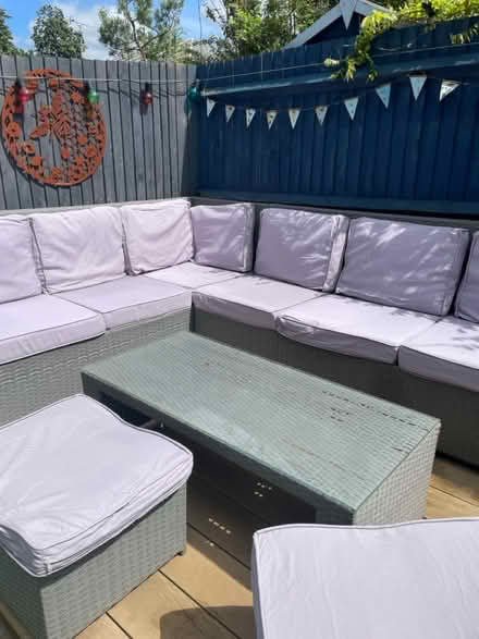 Photo of free Corner ‘rattan’ sofa and cushions (Hassocks, BN6) #2