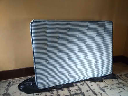 Photo of free Beige Suede Style Double Bed + 'Dreams' Orthopaedic Mattress (Avebury SN8) #3