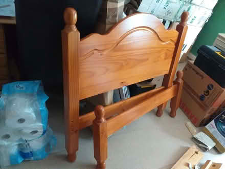 Photo of free Single pine wood bed with slats, includes fittings, etc (Avebury SN8) #1