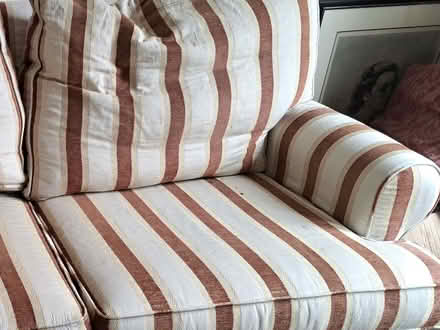 Photo of free 3 Sofas, 2 Are Matching Cream & The Red Sofa Has Matching Footstool (CT8) #4