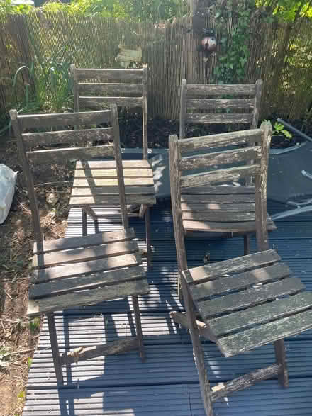 Photo of free four wooden folding garden chairs (Garston WD25) #2