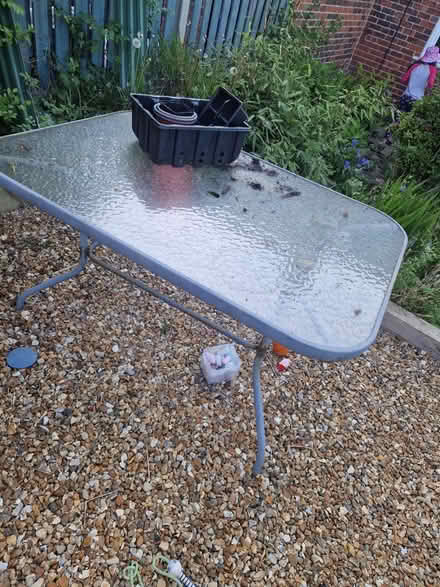 Photo of free Glass and metal garden table (Meersbrook S8) #1