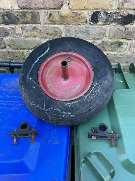 Photo of free Steel wheelbarrow wheel, with bushings. (Beaconsfield HP9) #1