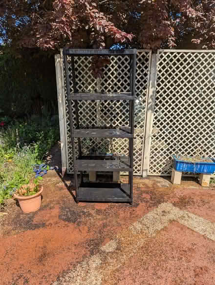 Photo of free Tall black plastic shelving unit for shed/garage (Harlaxton NG32) #3