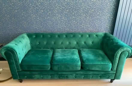 Photo of free 2x Green sofas (Royal Wharf E16) #1